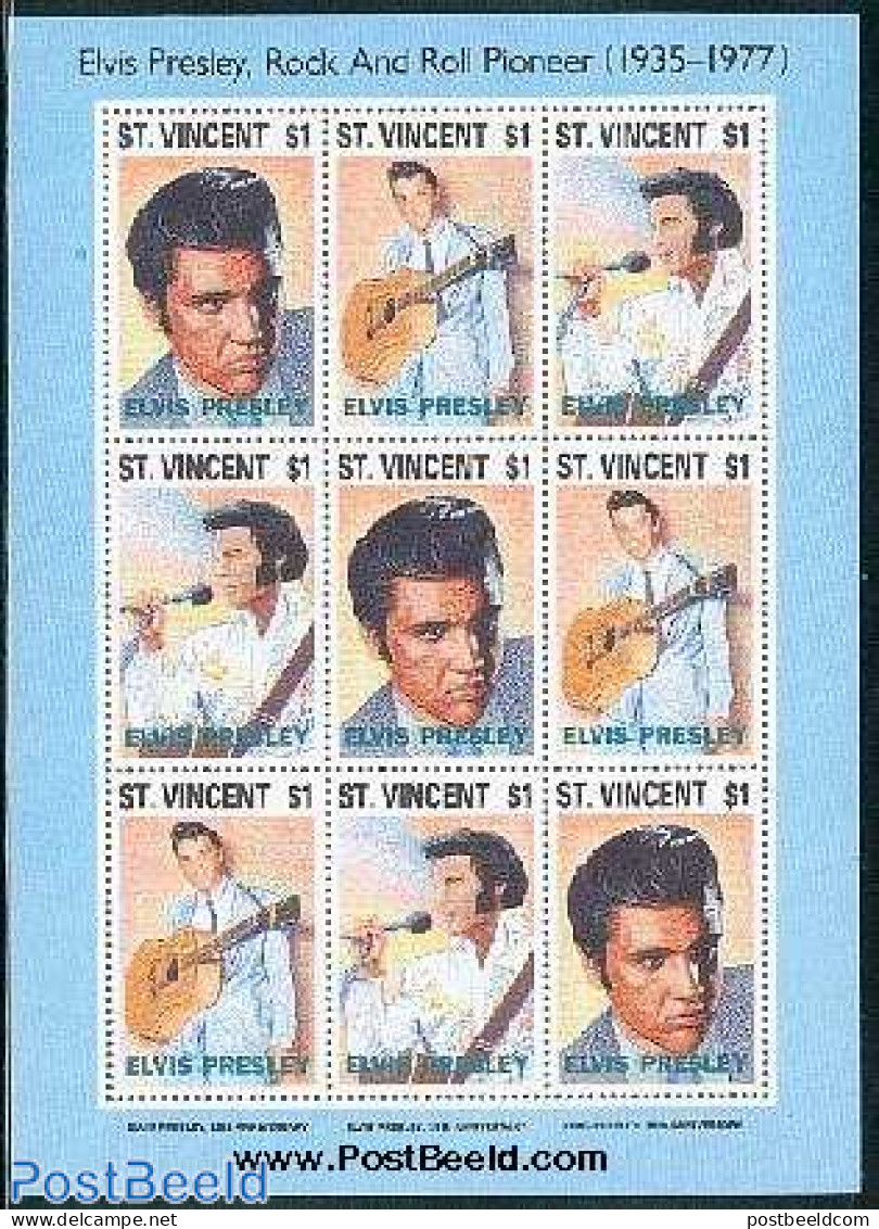 Saint Vincent 1992 Elvis Presley M/s, Mint NH, Performance Art - Elvis Presley - Popular Music - Elvis Presley