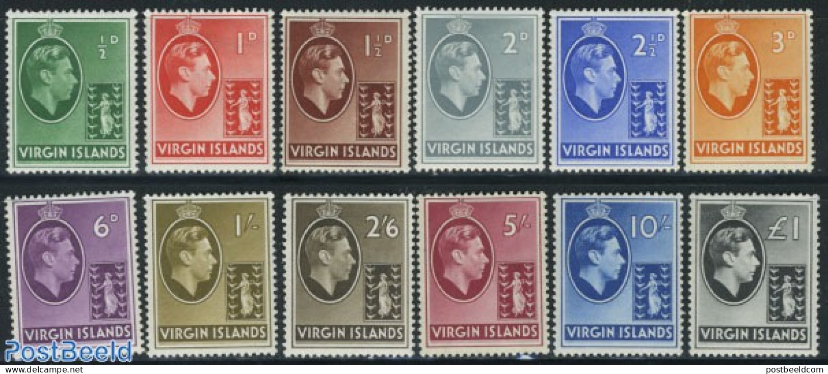Virgin Islands 1938 Definitives 12v, Unused (hinged), History - Coat Of Arms - British Virgin Islands