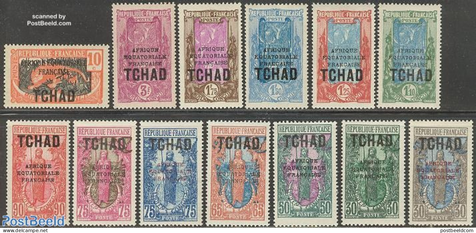 Chad 1925 Definitives 13v, Unused (hinged), Nature - Cat Family - Otros & Sin Clasificación