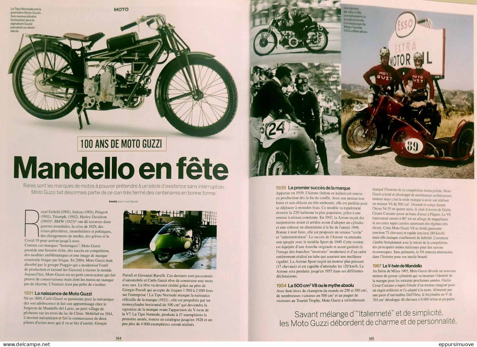 Article Papier 3 Pages CENTENAIRE MOTO GUZZI Octobre 2021 FL-08 - Ohne Zuordnung