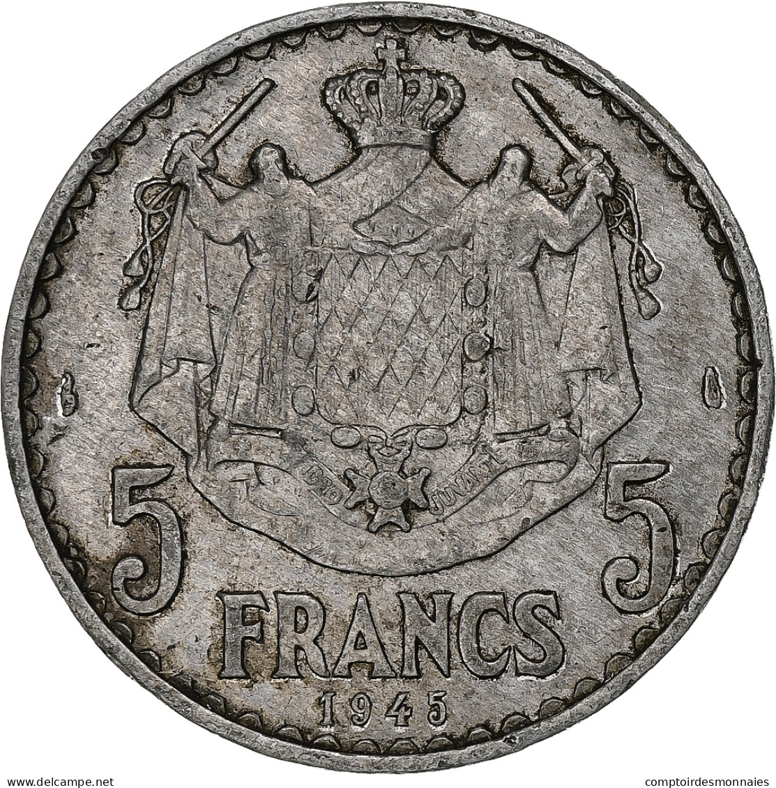 Monaco, Louis II, 5 Francs, 1945, Paris, Aluminium, TB+, Gadoury:MC135, KM:122 - 1922-1949 Luigi II