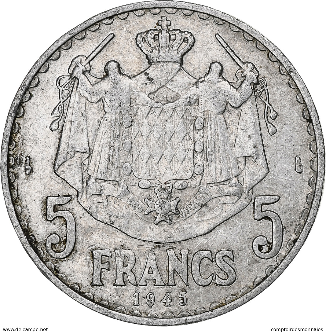 Monaco, Louis II, 5 Francs, 1945, Paris, Aluminium, TTB, Gadoury:MC135, KM:122 - 1922-1949 Louis II.