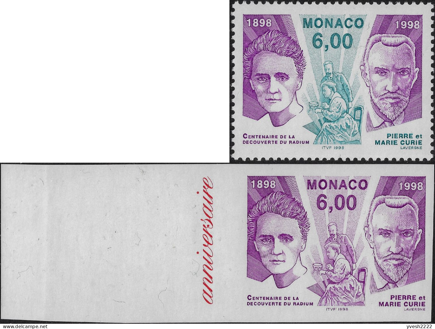 Monaco 1998 Y&T 2151, Essai De Couleurs. Centenaire De La Découverte Du Radium - Nobelpreisträger