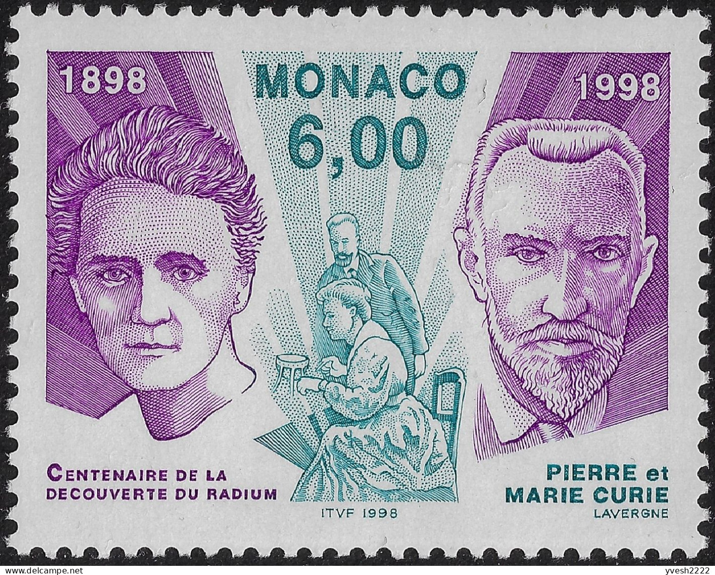 Monaco 1998 Y&T 2151, Essai De Couleurs. Centenaire De La Découverte Du Radium - Nobel Prize Laureates