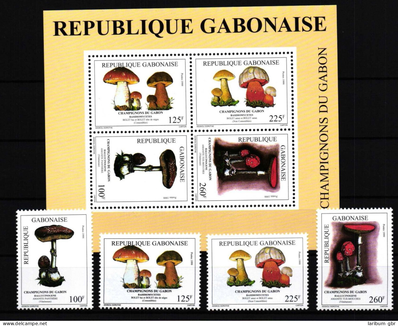 Gabun 1484-1487 Und Block 102 Postfrisch Pilze #HQ168 - Gabon (1960-...)