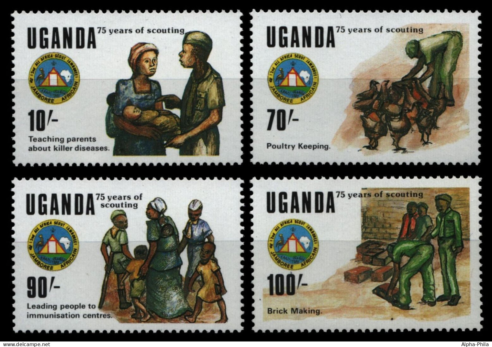 Uganda 1989 - Mi-Nr. 662-665 ** - MNH - Pfadfinder / Scouts - Ouganda (1962-...)