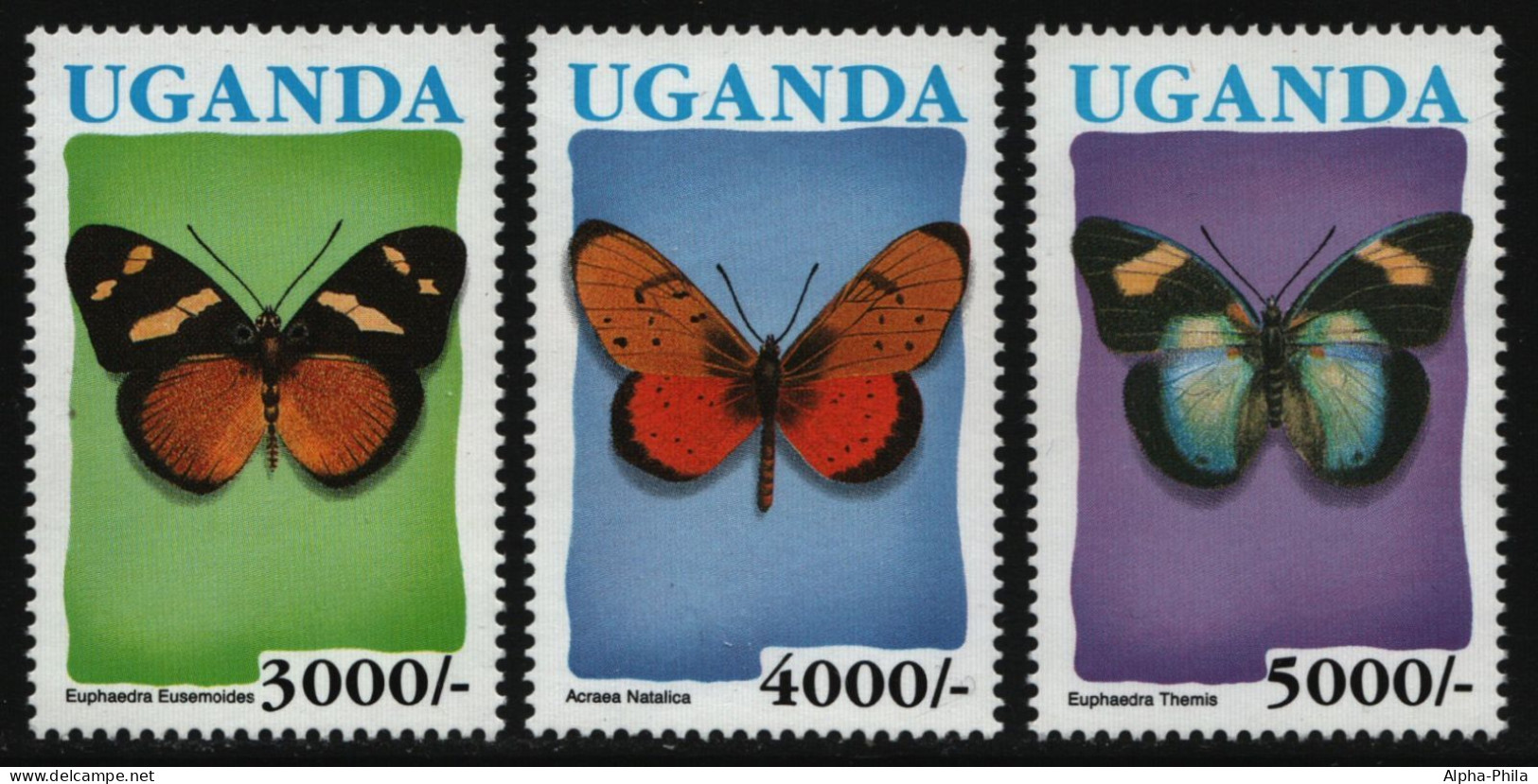 Uganda 1992 - Mi-Nr. 1084-1086 ** - MNH - Schmetterlinge / Butterflies (II) - Uganda (1962-...)