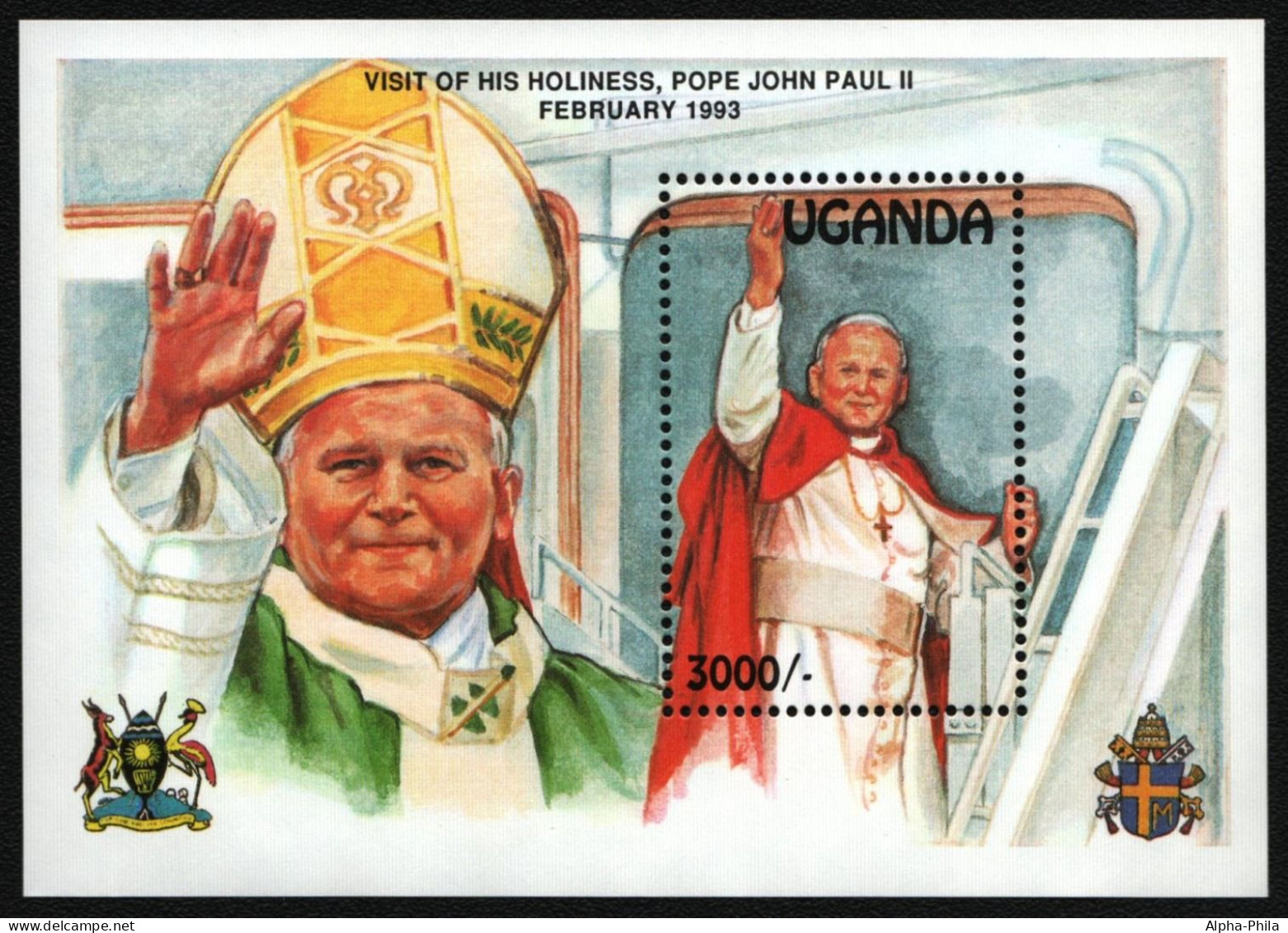 Uganda 1993 - Mi-Nr. Block 182 ** - MNH - Papstbesuch / Papal Visit - Ouganda (1962-...)