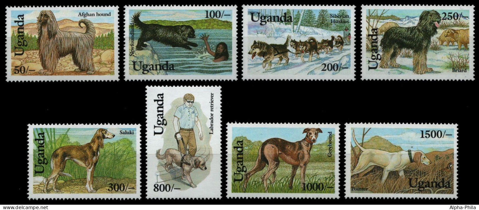 Uganda 1993 - Mi-Nr. 1212-1219 ** - MNH - Hunde / Dogs - Ouganda (1962-...)