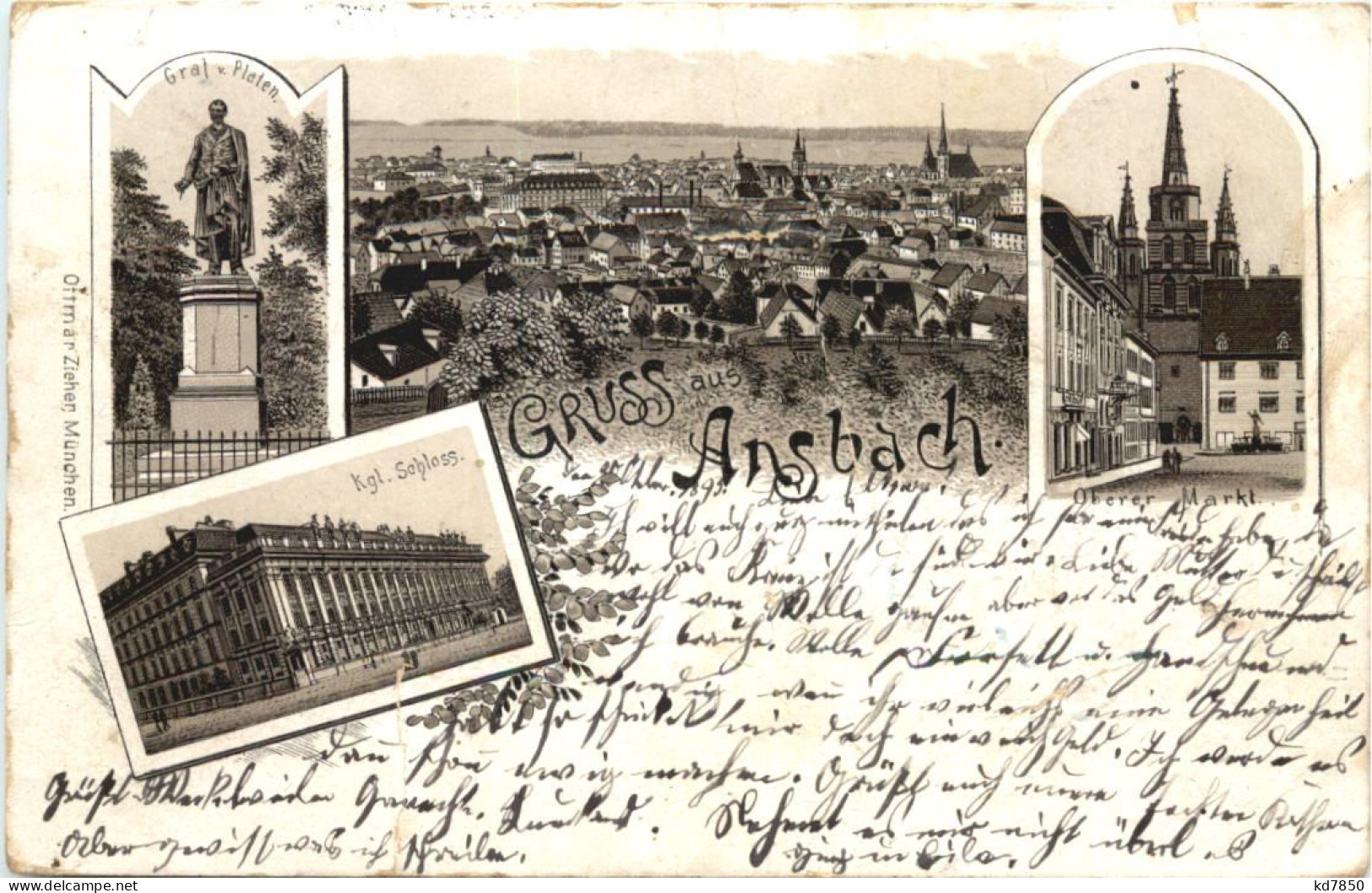 Gruss Aus Ansbach - Litho - 1895 - Ansbach
