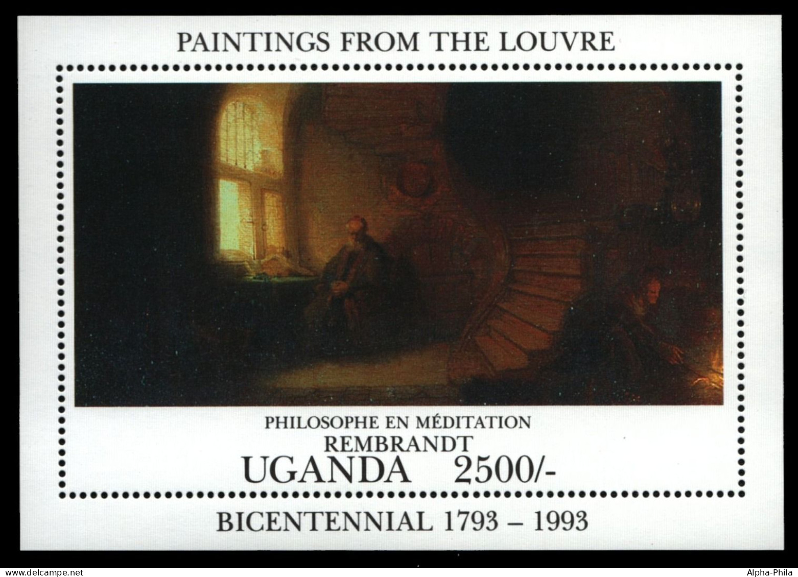 Uganda 1993 - Mi-Nr. Block 185 ** - MNH - Gemälde / Paintings - Louvre - Uganda (1962-...)