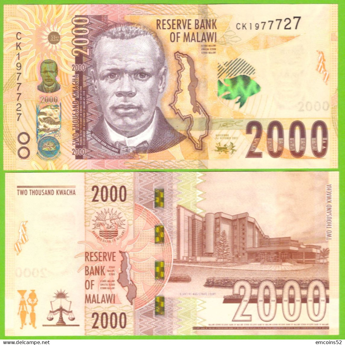 MALAWI 2000 KWACHA 2021 P-W70 UNC - Malawi