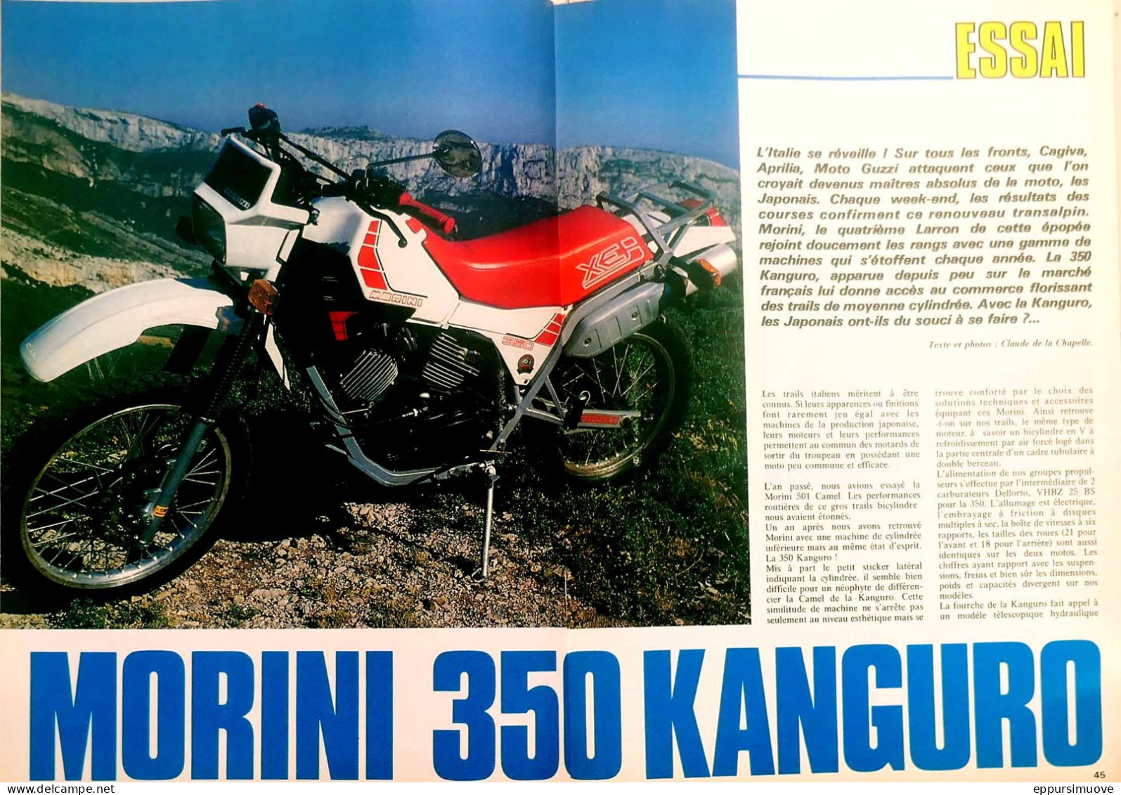 Article Papier 4 Pages MOTO MORINI 350 KANGURO Août 1986 FL-06 - Unclassified