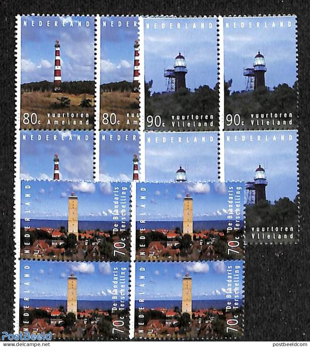 Netherlands 1994 Lighthouses 3v Blocks Of 4 [+], Mint NH, Various - Lighthouses & Safety At Sea - Unused Stamps