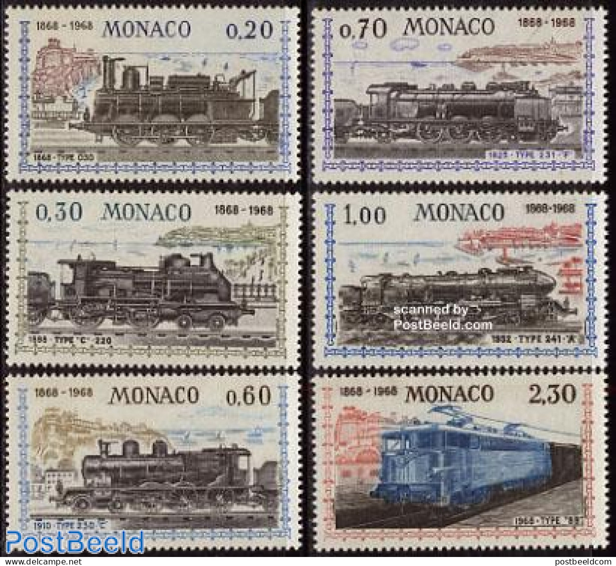 Monaco 1968 Nizza Railway 6v, Mint NH, Transport - Various - Railways - Lighthouses & Safety At Sea - Nuovi