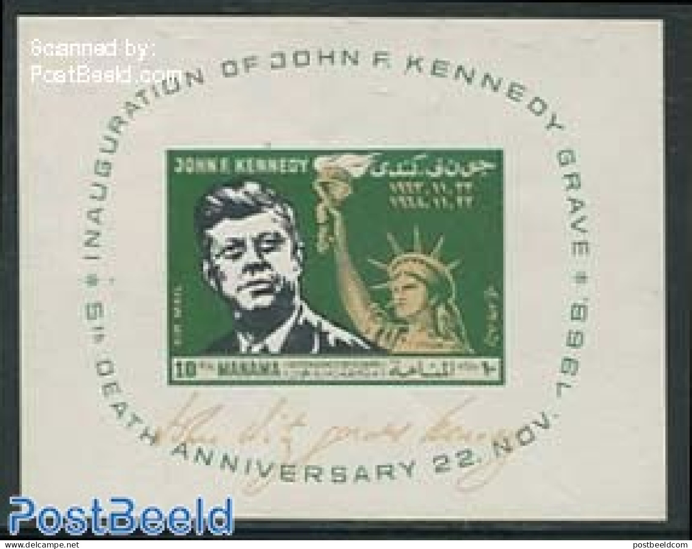 Manama 1968 J.F. Kennedy S/s, Mint NH, History - American Presidents - Manama