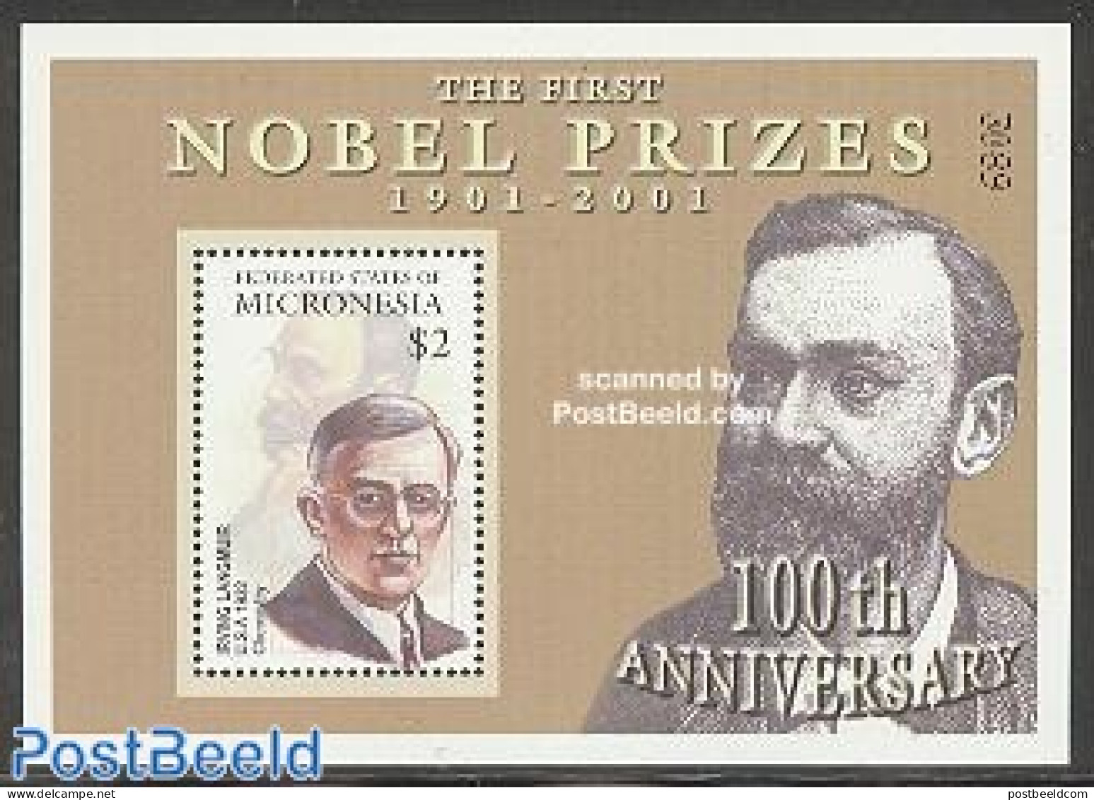 Micronesia 2001 Nobel Prize S/s, Irvin Langmuir, Mint NH, History - Science - Nobel Prize Winners - Chemistry & Chemists - Prix Nobel
