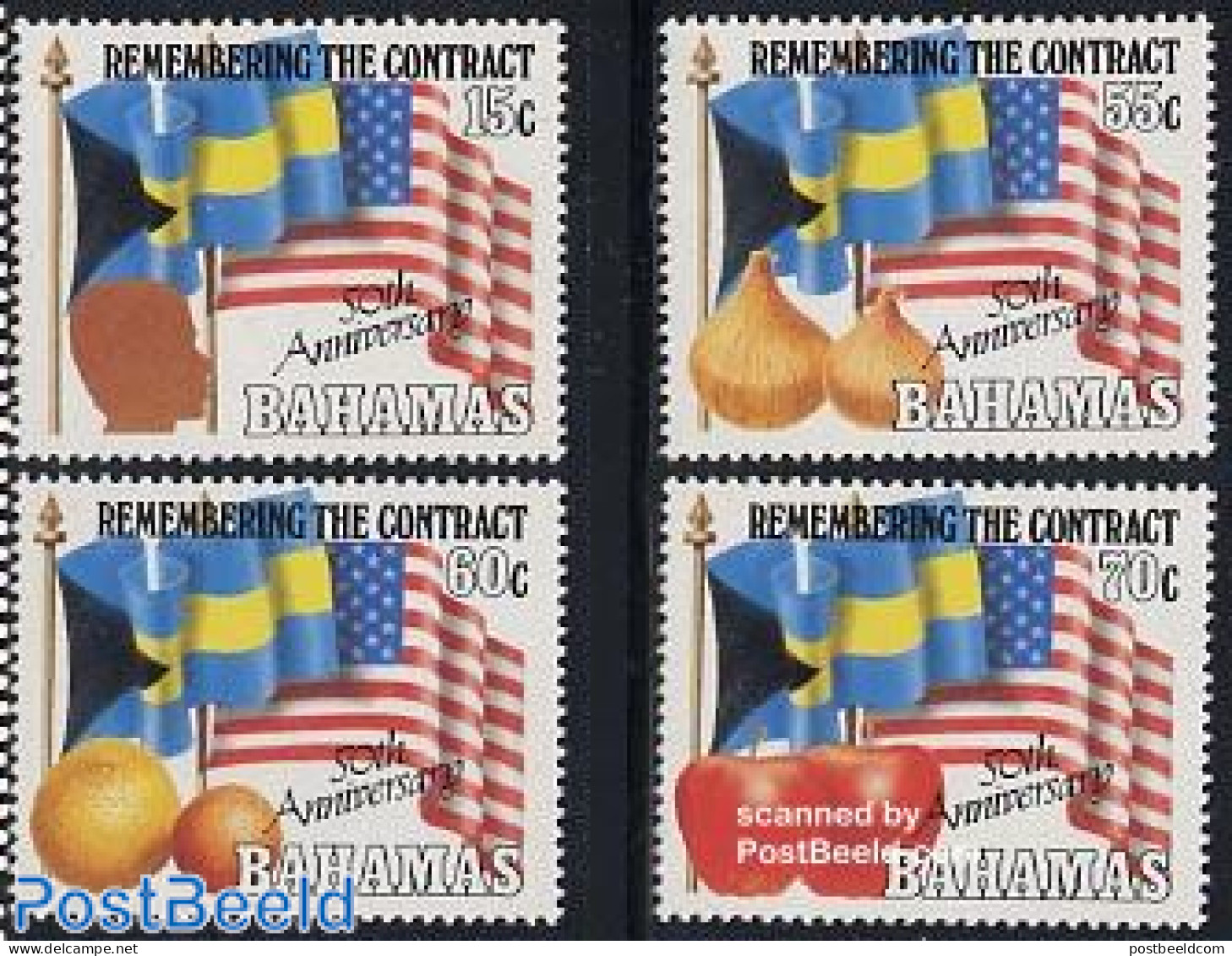 Bahamas 1993 Agraric Contract 4v, Mint NH, History - Nature - Various - Flags - Fruit - Agriculture - Frutas