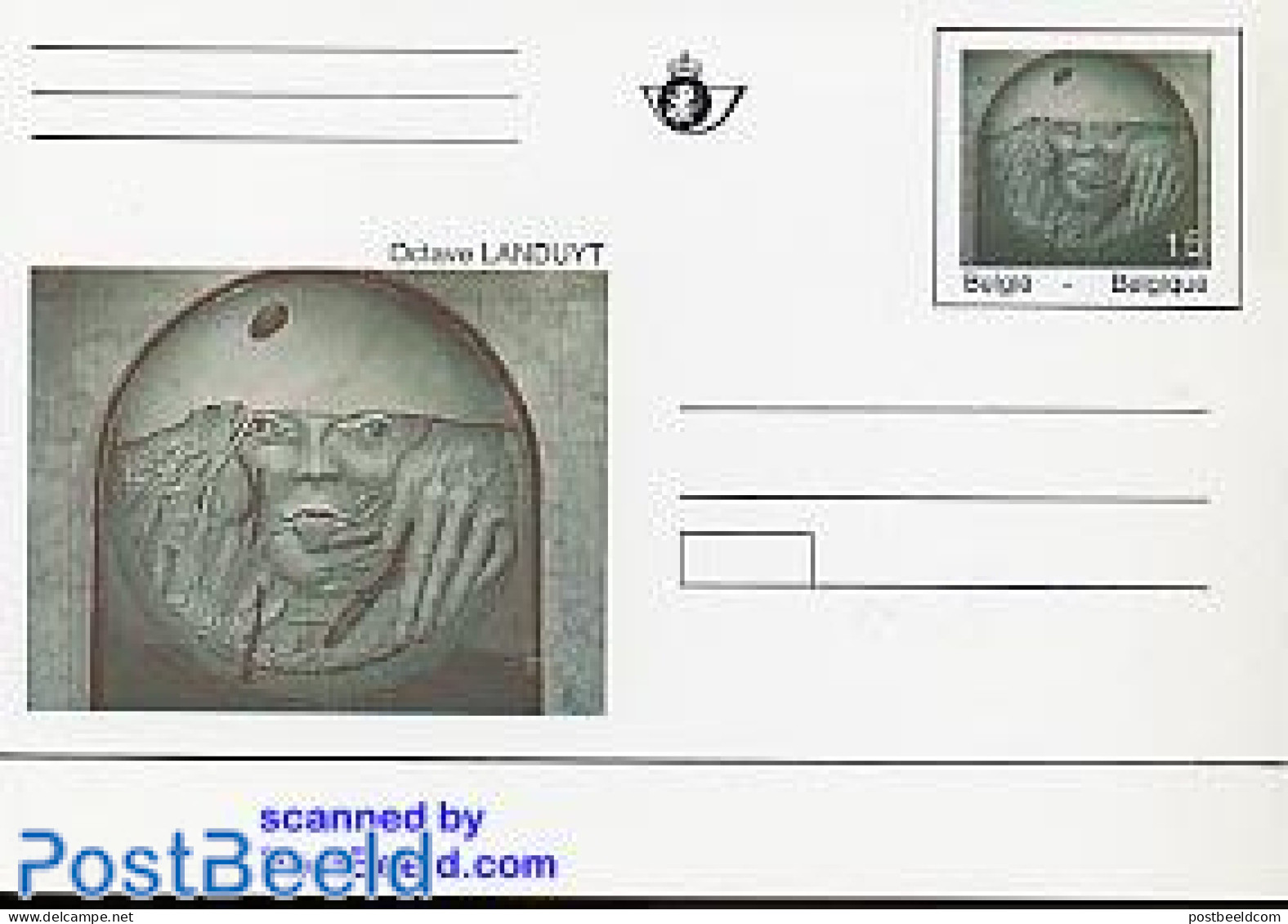 Belgium 1993 Postcard Octave Landuyt, Unused Postal Stationary, Art - Sculpture - Cartas & Documentos