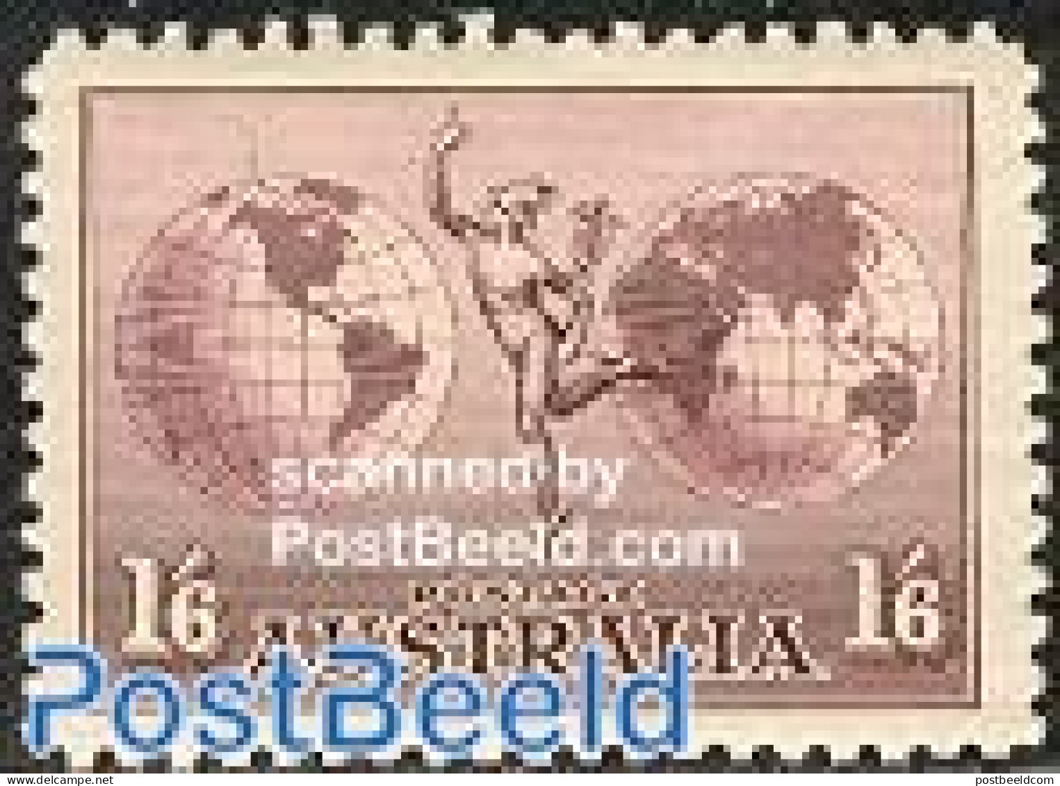 Australia 1934 Airmail Definitive No WM 1v, Mint NH, Religion - Various - Greek & Roman Gods - Globes - Maps - Unused Stamps