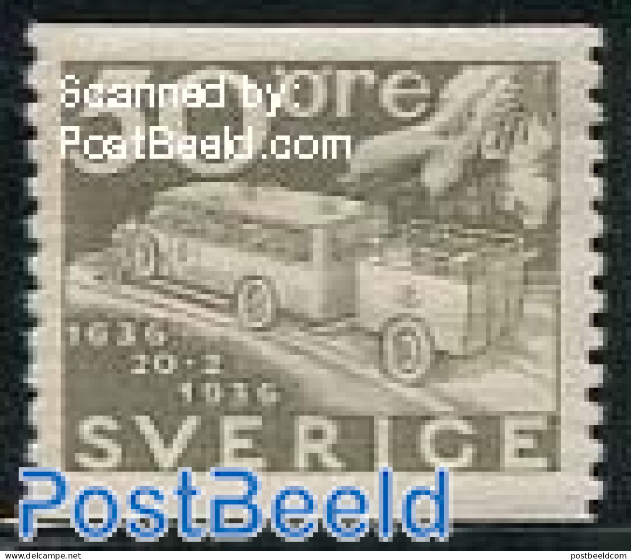 Sweden 1936 50o, Stamp Out Of Set, Mint NH, Transport - Automobiles - Ongebruikt