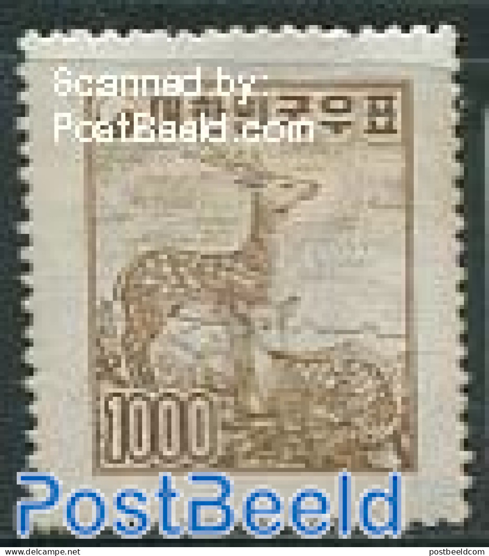 Korea, South 1957 1000H, Stamp Out Of Set, Unused (hinged), Nature - Animals (others & Mixed) - Deer - Korea (Zuid)