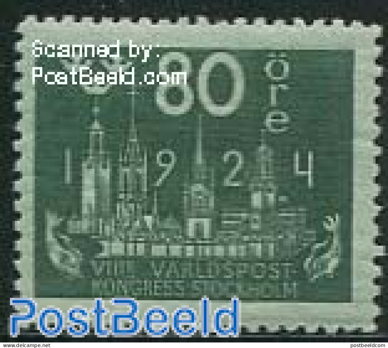 Sweden 1924 80o, Stamp Out Of Set, Unused (hinged) - Ongebruikt