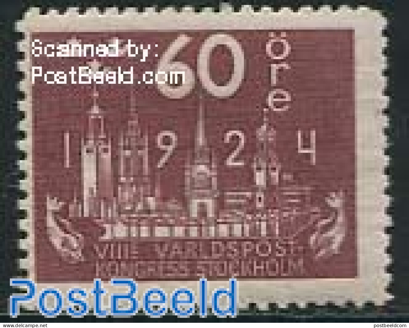 Sweden 1924 60o, Stamp Out Of Set, Unused (hinged) - Ongebruikt