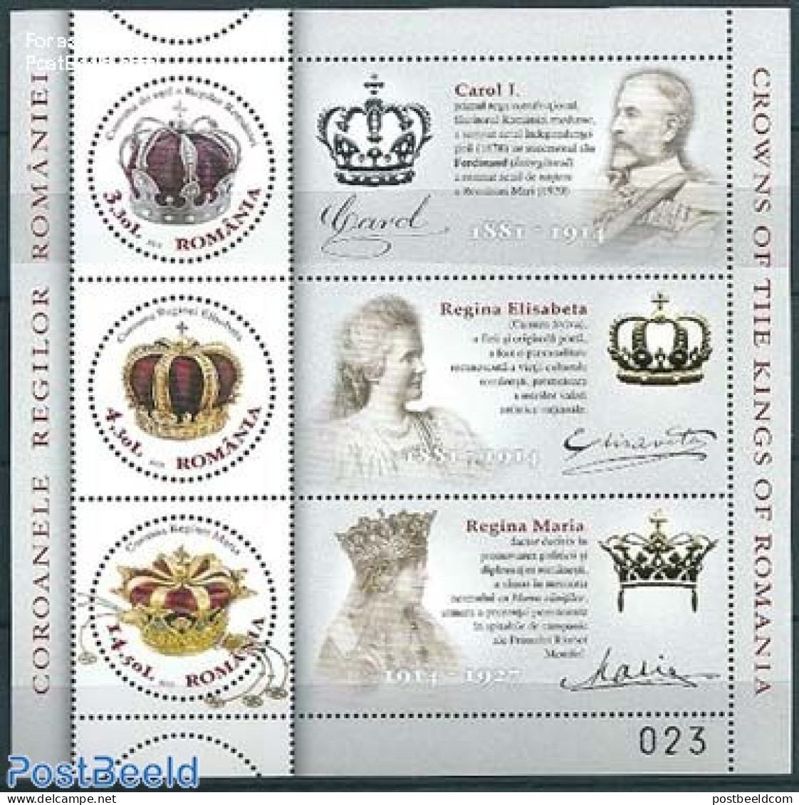 Romania 2013 Crowns, Special S/s, Mint NH, History - Kings & Queens (Royalty) - Nuovi