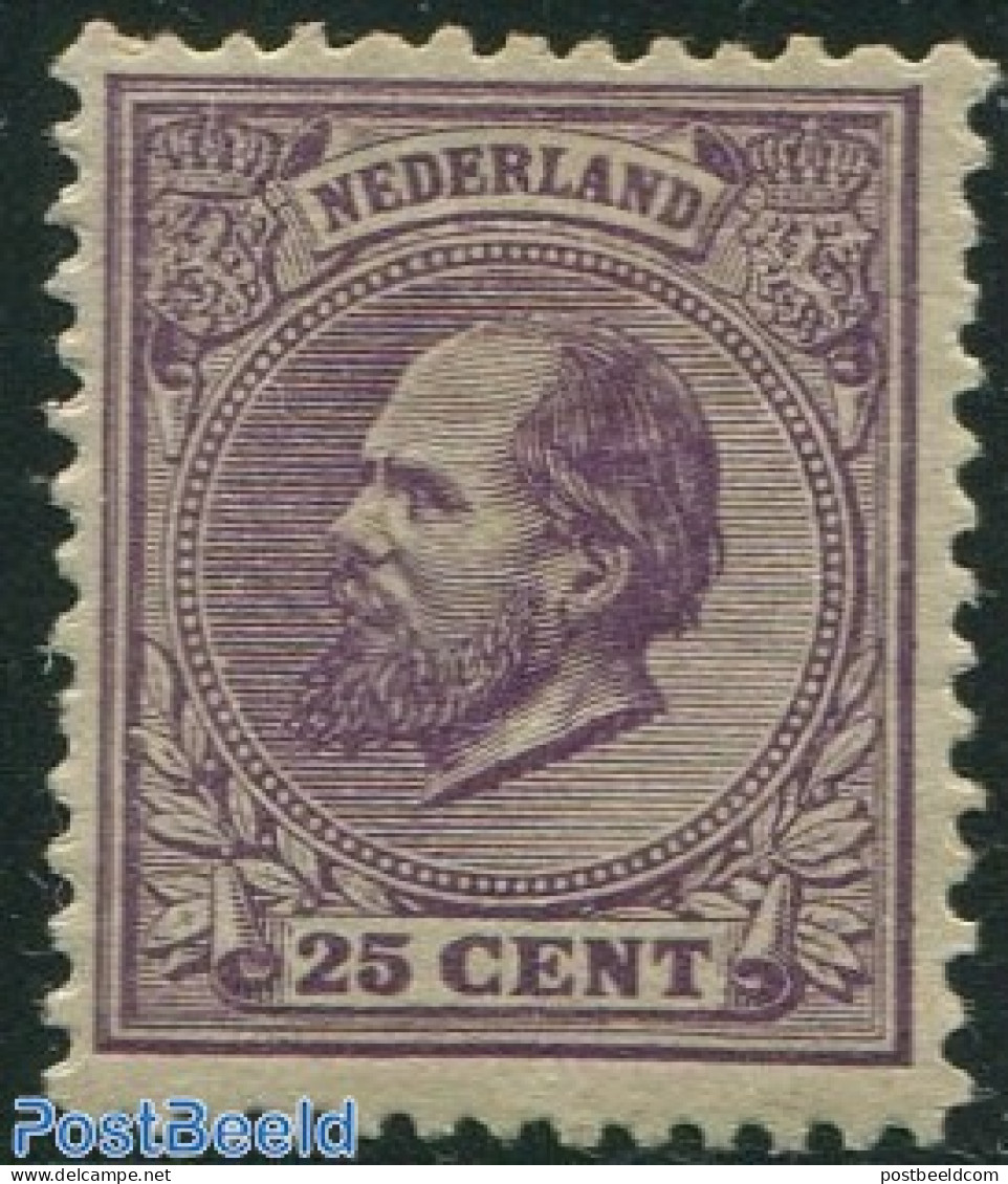 Netherlands 1875 25c, Perf. 12.5:12, Large Holes, Stamp Out Of Set, Unused (hinged) - Nuevos