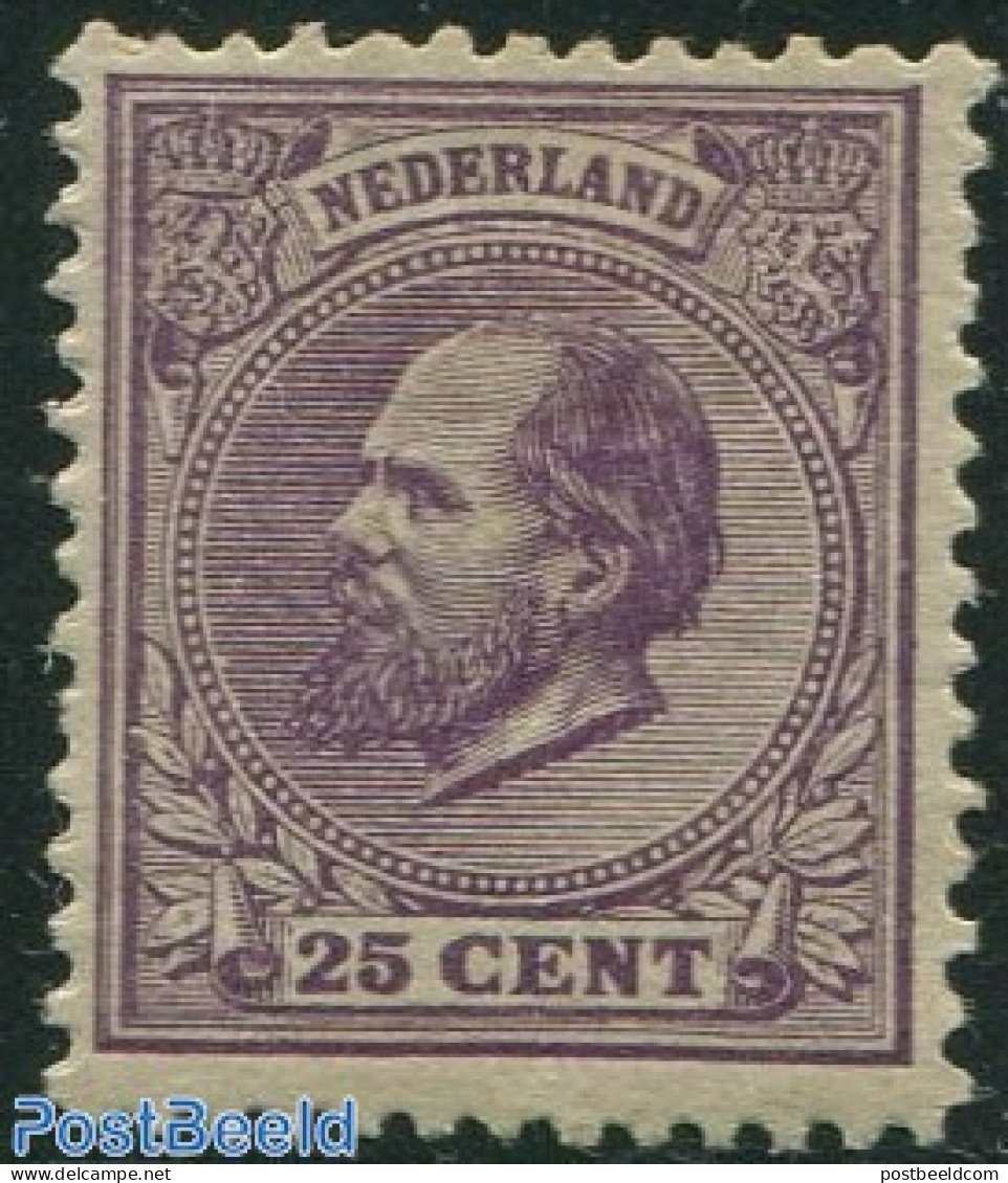 Netherlands 1875 25c, Perf. 12.5:12, Large Holes, Stamp Out Of Set, Unused (hinged) - Ongebruikt