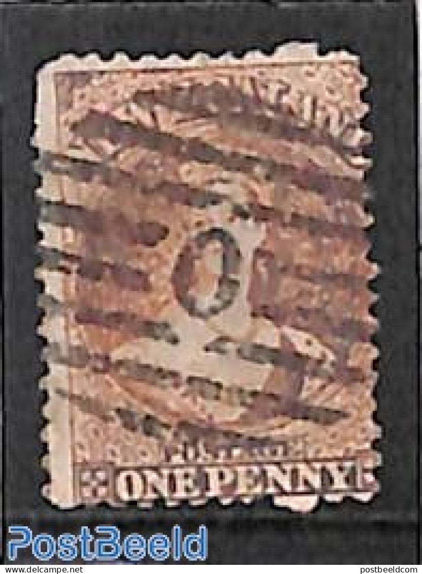New Zealand 1871 1p Brown, WM Star, Used, Used Stamps - Usados