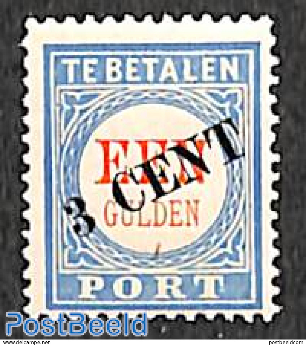 Netherlands 1906 3cent On 1gld, Type III, Stamp Out Of Set, Unused (hinged) - Taxe