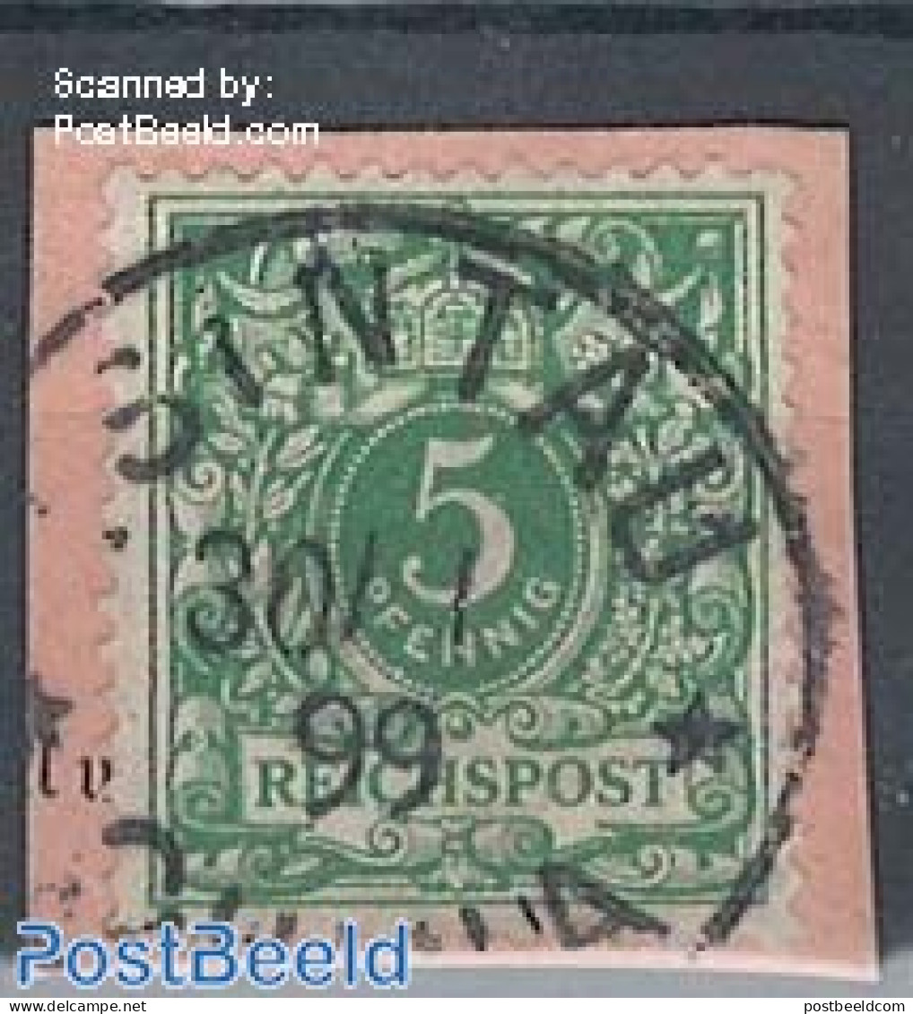 Germany, Colonies 1899 German Empire, 5Pf Green, Used In Tsintau (Kiautschou) On Piece Of Letter, Used - Altri & Non Classificati
