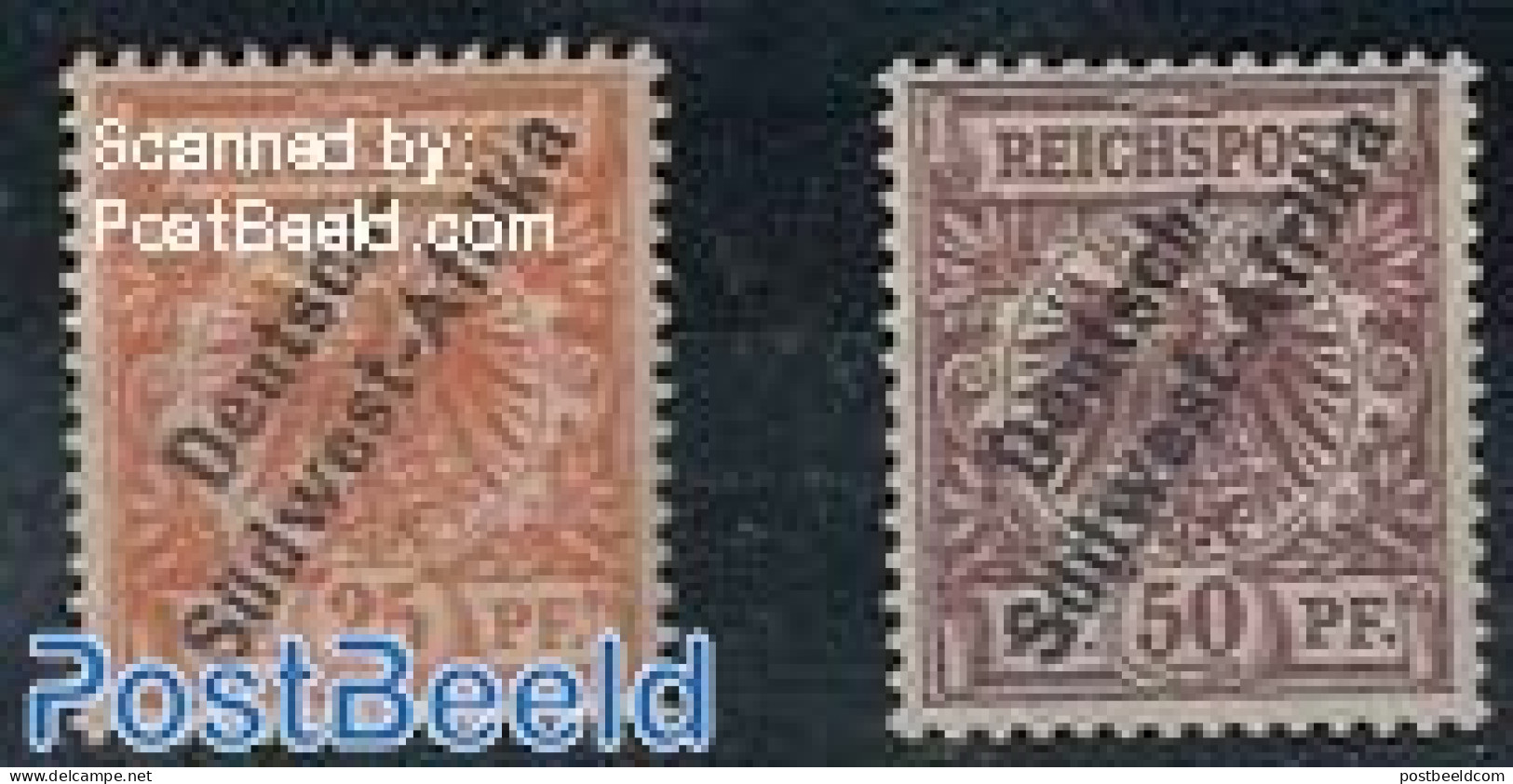 Germany, Colonies 1897 SWA, Overprints 2v, Unused (hinged) - Otros & Sin Clasificación
