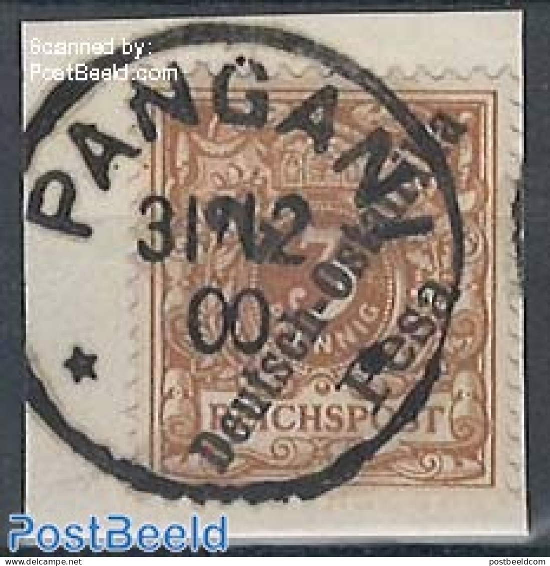 Germany, Colonies 1899 Ostafrika, 2P On 3Pf, Dark Ockre Brown, Used PANGANI 31/12/00 On Piece Of Letter, Used - Altri & Non Classificati