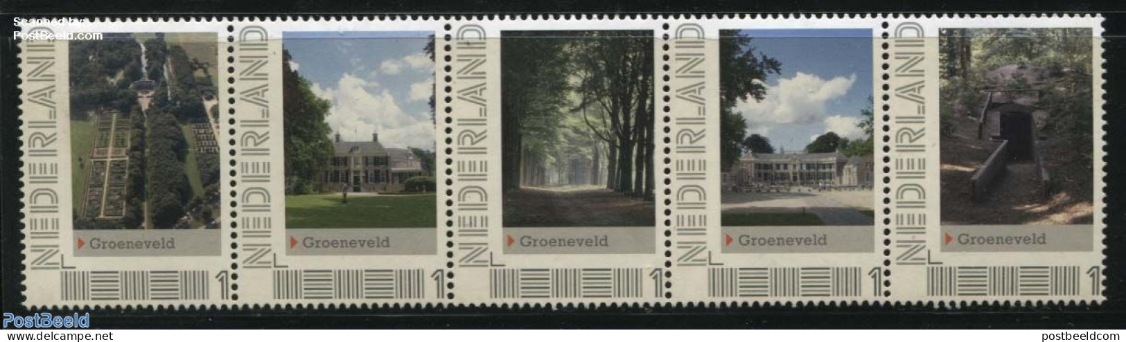Netherlands - Personal Stamps TNT/PNL 2012 Groeneveld 5V [::::], Mint NH, Nature - Trees & Forests - Castles & Fortifi.. - Rotary Club