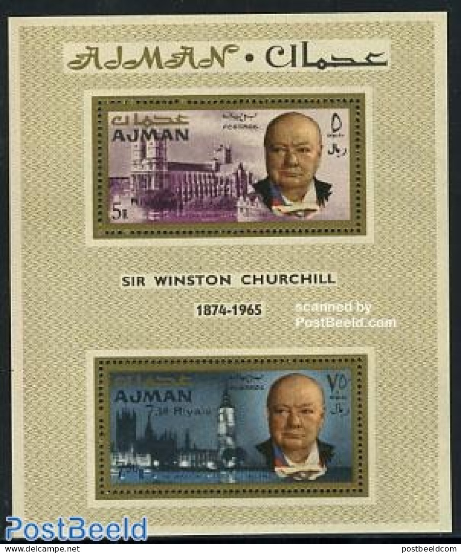 Ajman 1966 Sir Winston Churchill S/s, Mint NH, History - Churchill - Sir Winston Churchill