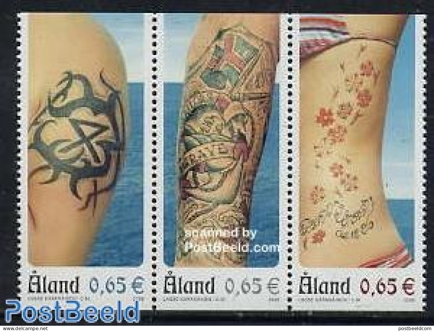 Aland 2006 Tattoos 3v [::], Mint NH, Art - Fashion - Tattoos - Costumes