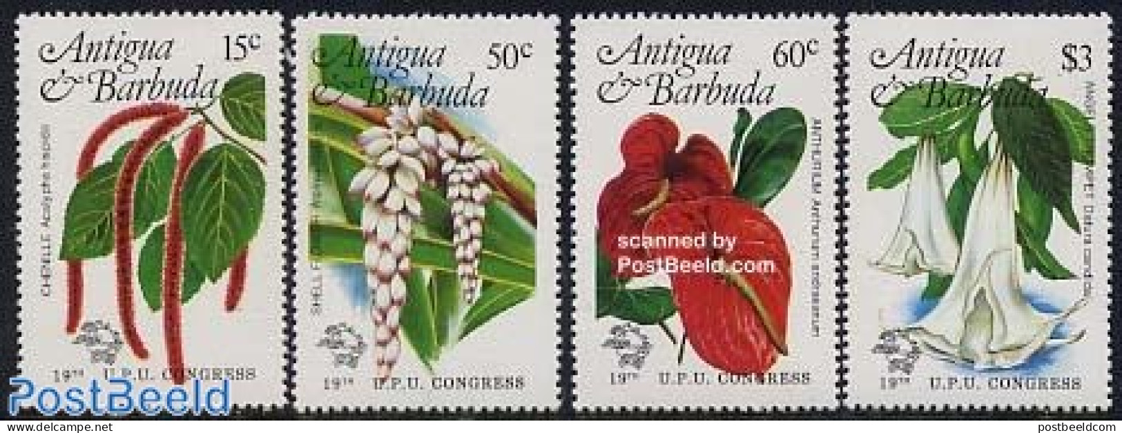 Antigua & Barbuda 1984 Postal Congress 4v, Mint NH, Nature - Flowers & Plants - U.P.U. - U.P.U.