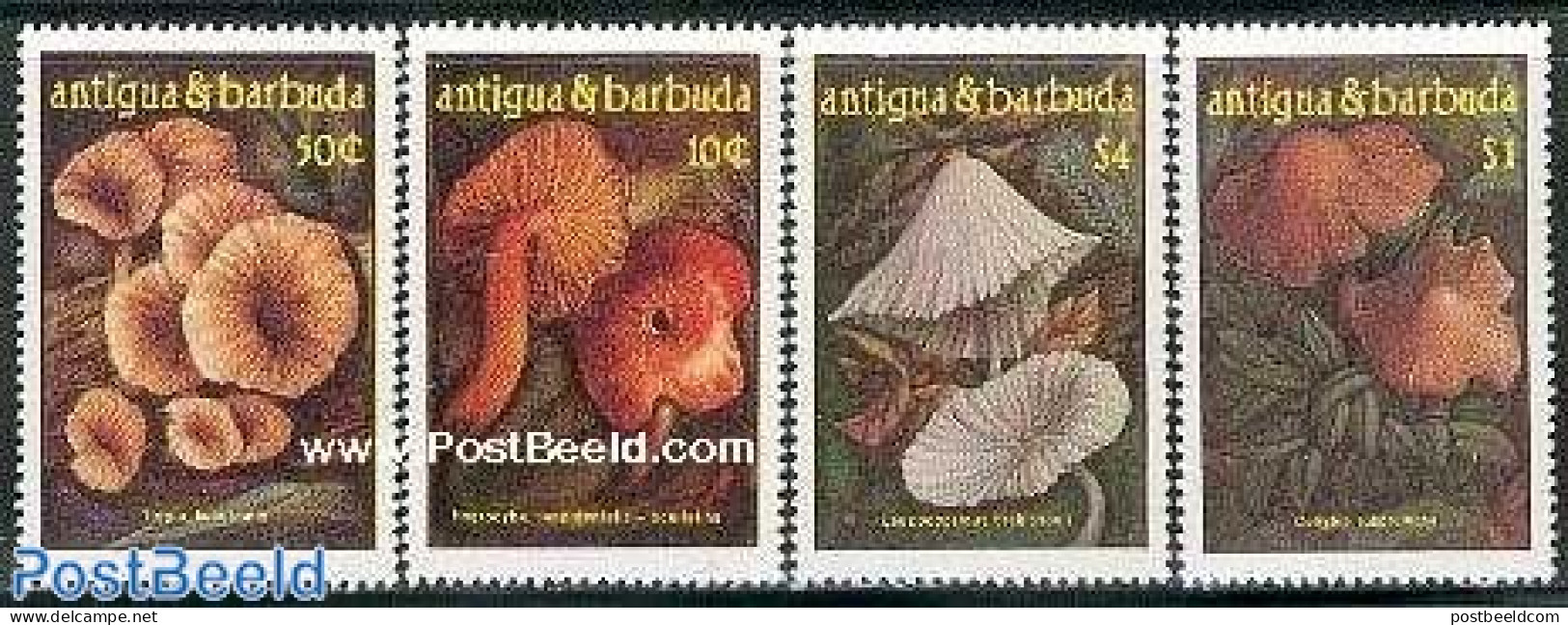 Antigua & Barbuda 1986 Mushrooms 4v, Mint NH, Nature - Mushrooms - Mushrooms