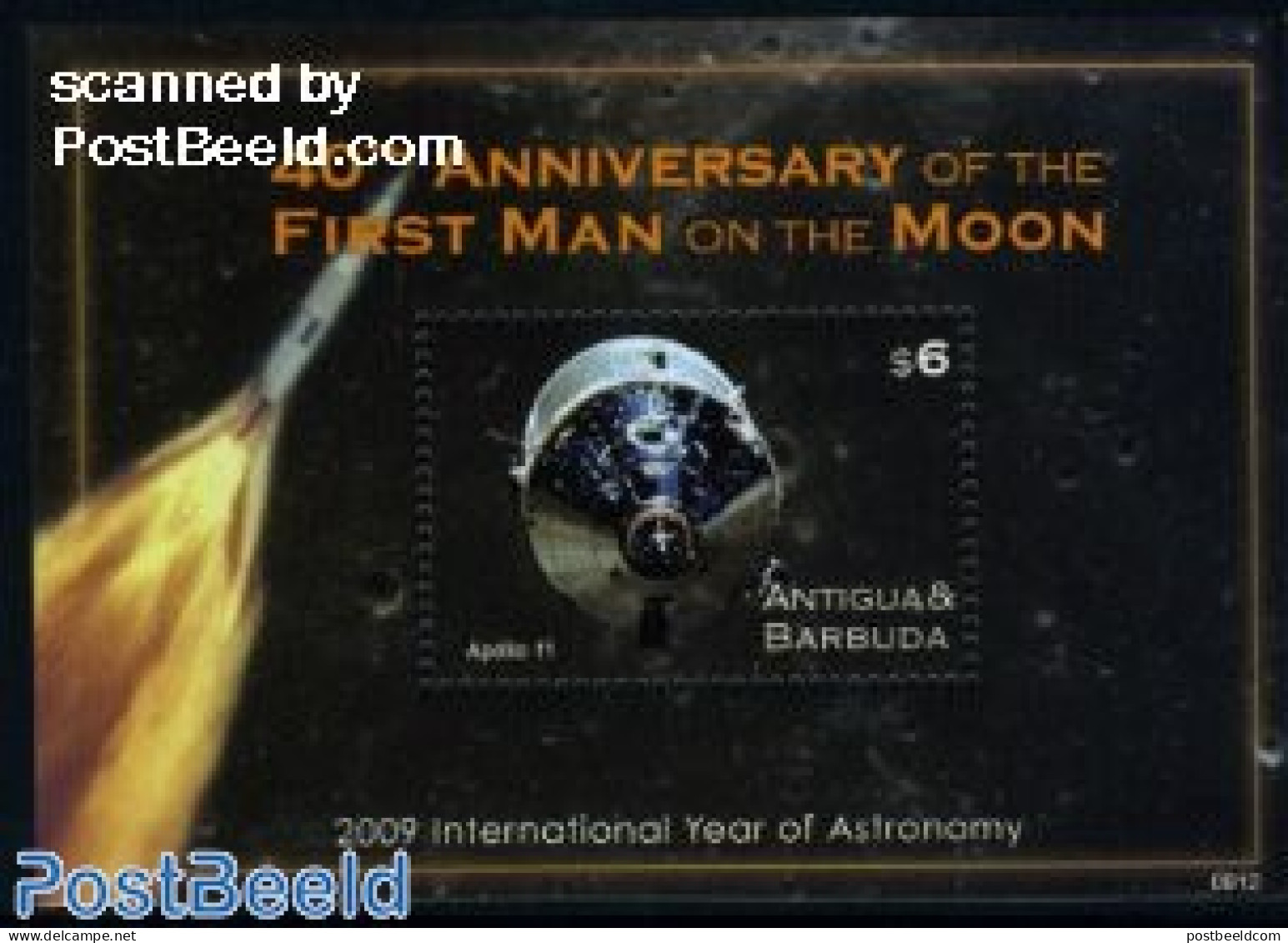 Antigua & Barbuda 2009 Moonlanding Anniv. S/s, Mint NH, Transport - Space Exploration - Antigua En Barbuda (1981-...)