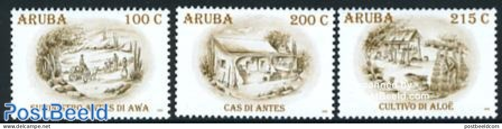 Aruba 2008 Aruba In The Past 3v, Mint NH, History - Nature - History - Environment - Protection De L'environnement & Climat