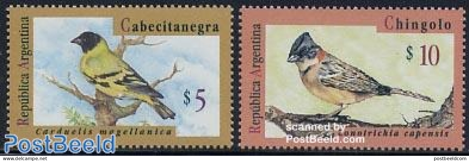 Argentina 1995 Singing Birds 5P/10P 2v, Mint NH, Nature - Birds - Neufs