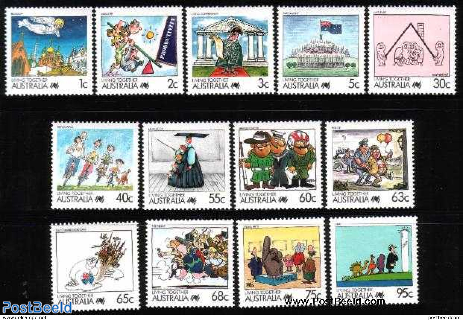 Australia 1988 Living Together 13v, Mint NH, History - Nature - Religion - Sport - Transport - Various - Newspapers & .. - Neufs