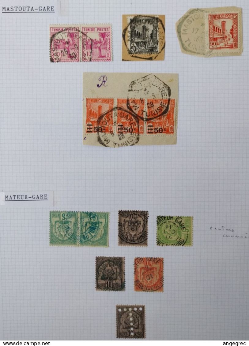Tunisie Lot Timbre Oblitération Choisies Mastouta Gare, Mateur Gare, Dont  Fragment Et Cachet Bleu à Voir - Used Stamps