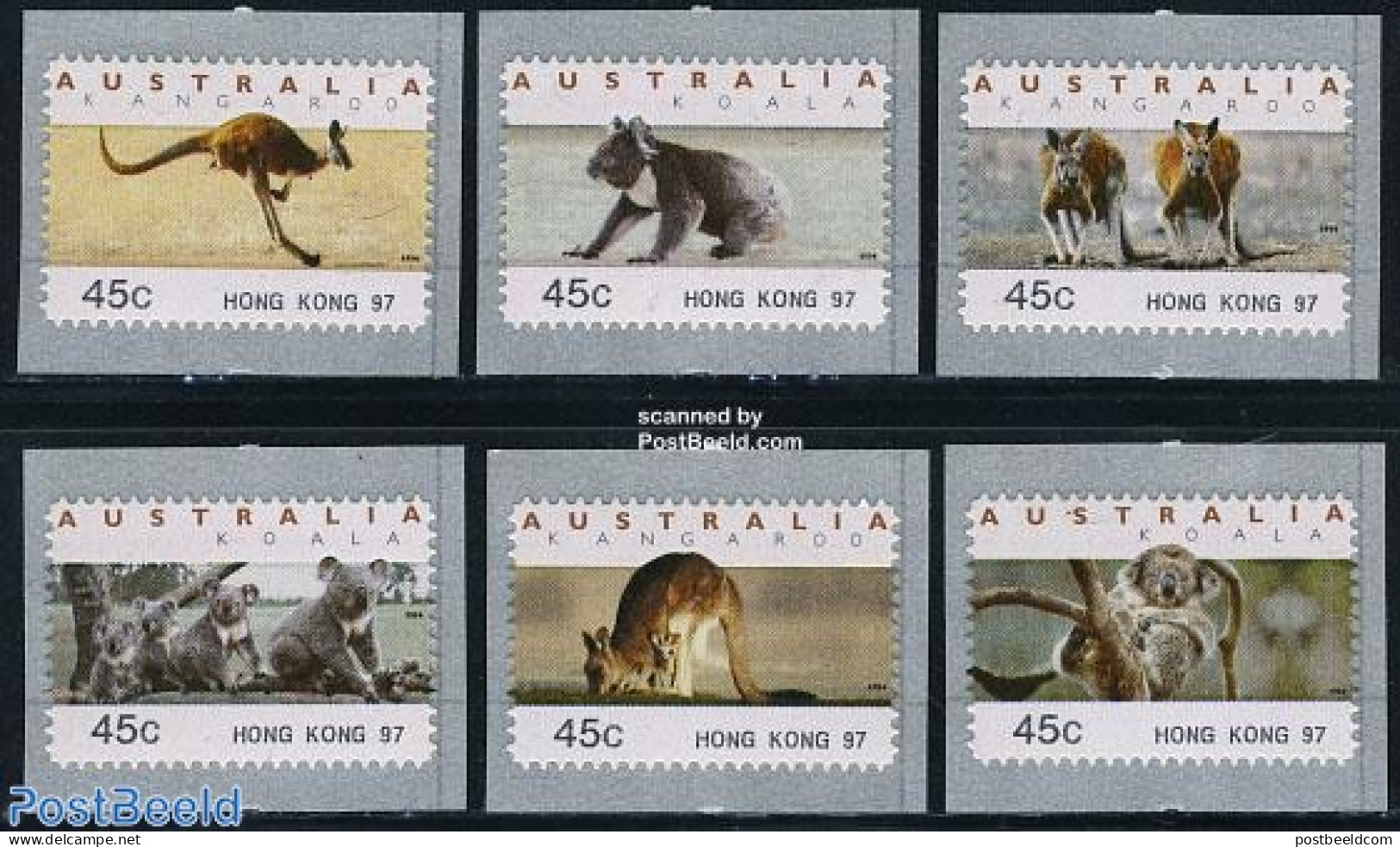 Australia 1997 Automat Stamps Hong Kong 97 6v, Mint NH, Nature - Animals (others & Mixed) - Automat Stamps - Unused Stamps