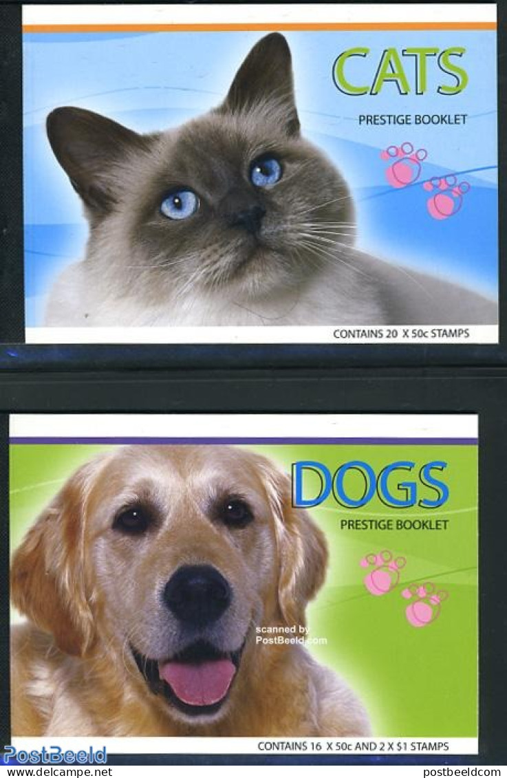 Australia 2004 Dogs & Cats 2 Presitge Booklets, Mint NH, Nature - Cats - Dogs - Stamp Booklets - Ongebruikt
