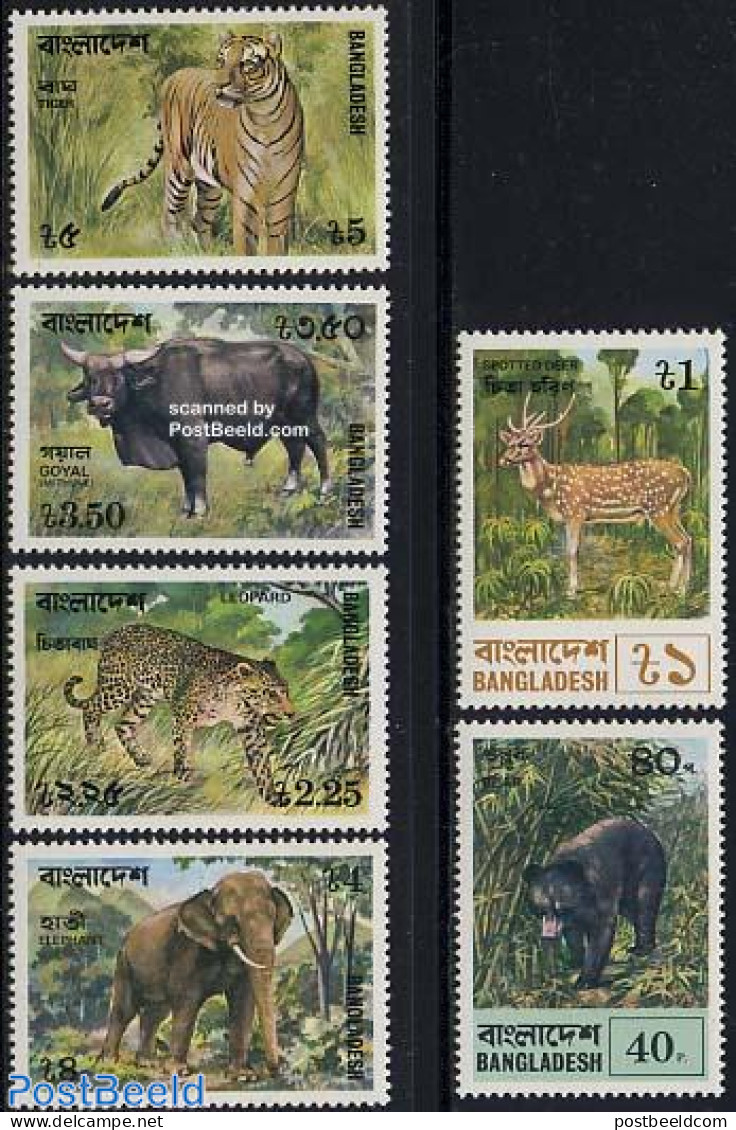 Bangladesh 1977 Animals 6v, Mint NH, Nature - Animals (others & Mixed) - Bears - Cat Family - Deer - Elephants - Bangladesh