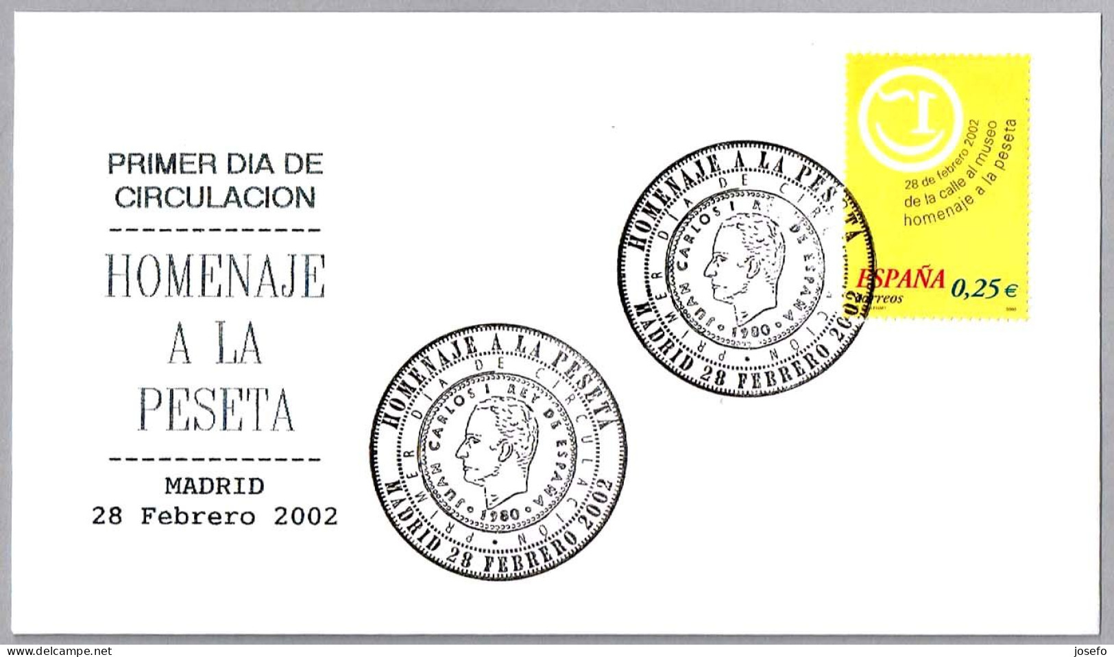 HOMENAJE A LA PESETA - Homage To The PESETA. FDC Madrid 2002 - Münzen